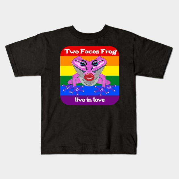 Kiss Pride love gift frog cool summer Kids T-Shirt by UMF - Fwo Faces Frog